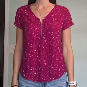 Buy1 Get1 Free Tops! Women's Pink Top with zipper detail